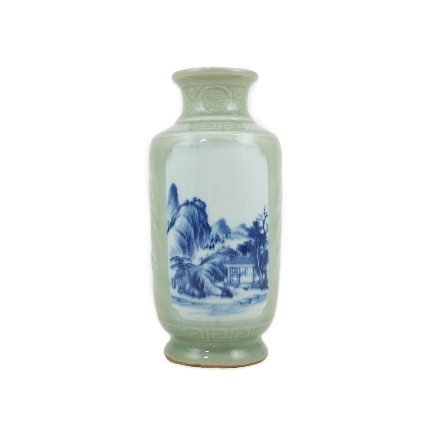 A Chinese celadon glazed landscape vase, 19th century